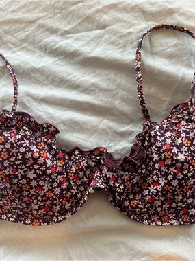 Sanctuary Purple Floral Ruffle Underwire Bikini Top